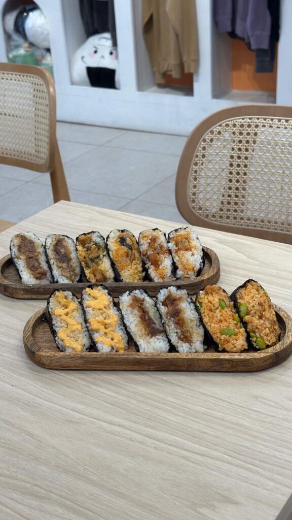 Tray of handmade onigiri
