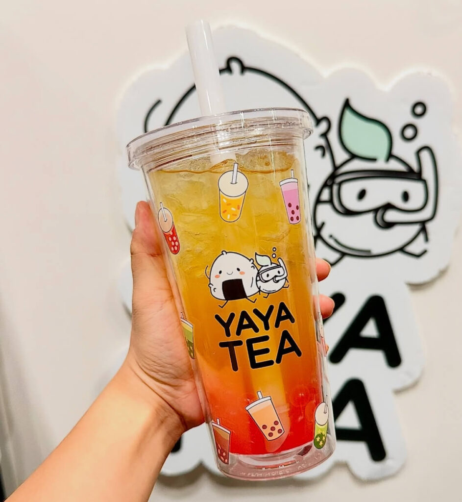 Yaya Tea boba in a branded tumbler