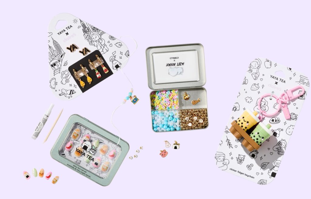 Yaya Tea x Claire's kawaii accessories collection flatlay